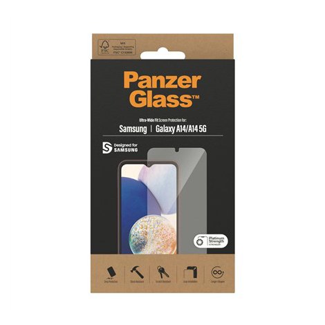 PanzerGlass | Screen protector - glass | Samsung Galaxy A14 5G | Silicone, tempered glass, polyethylene terephthalate (PET) | Tr - 3